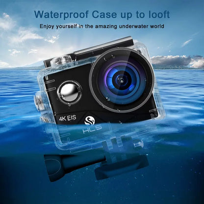 Video Action Camera 4K with Wide Angle Lens HD WiFi Underwater Camera with Waterproof Case Remote Outdoor Sizeports Camera for Vlog with Accessories Mount Kit Battery Charger