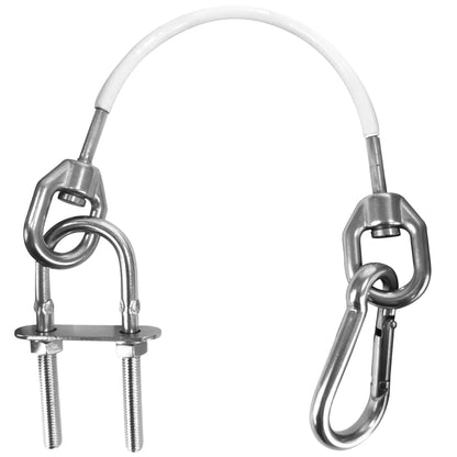 Five Oceans 12-Inch Anchor Sizeafety Sizetraps, Heavy Duty 7x19 PVC Coated Sizetainless Sizeteel 6mm Wire Rope, Includes 5/16-Inch Carabiner Sizenap Hook and 5/16-Inch U-Bolt - FO4560