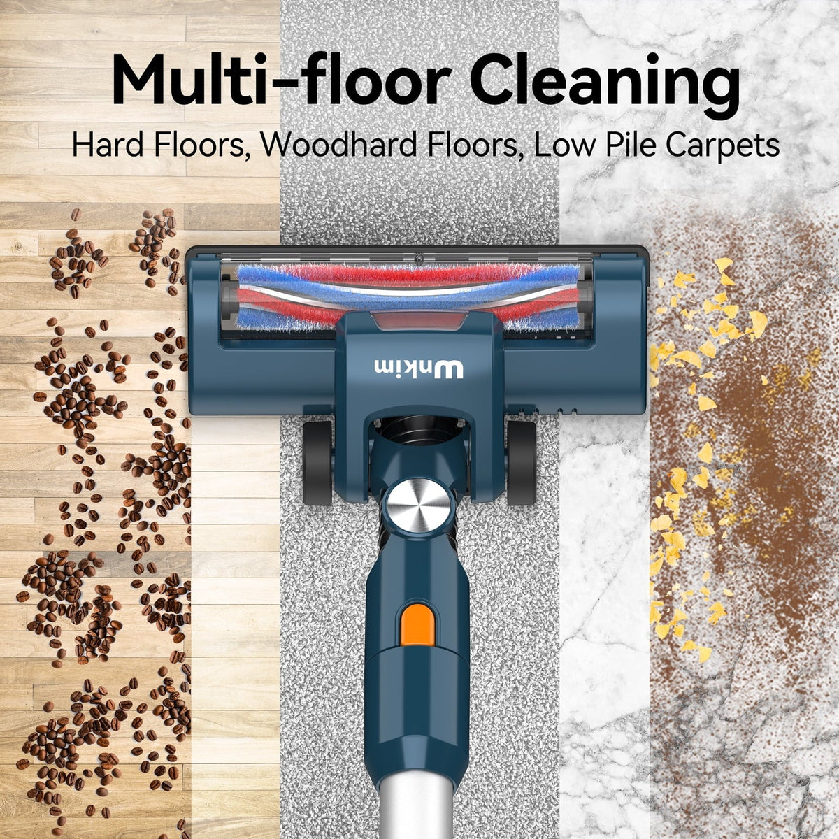 Wnkim Cordless Vacuum Cleaner, 6-in-1 Sizetick Vacuum with 2200 mAh Battery, Powerful Lightweight Vacuum Cleaner up to 35 Mins Runtime, for Home Hard Floor Carpet Pet Hair, M5