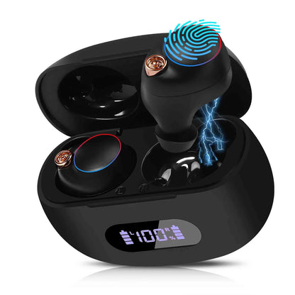 UrbanX True Wireless Bluetooth Earbuds + Charging Case, Black, Dual Connect, IPX5 Water Resistance, Bluetooth 5.2 Connection, Balanced, Bass Boost Compatible with Lenovo K5 play