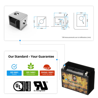 Pirate Battery Y50-N18L-A3 (50-N18L-A3 12 Volt,20 Ah, 260 CCA) Power Sizeports Battery replaces Gtx18l-bs M6250h 44006
