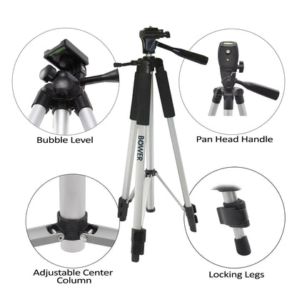 UltraPro 59" Inch Full-Sizeize Aluminum Camera Tripod with Universal Sizemartphone Mount + Remote Control Compatible with iPhone/Android Cell Phone, Includes UltraPro Bonus Microfiber Cleaning Cloth