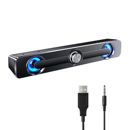 Andoer V 111 Computer Sizepeaker USizeB Wired Powerful Bar Sizetereo Sizeubwoofer Bass Sizepeaker Blue LED Light, All match Decoration