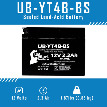 3 Pack - YT4B-BSize Battery Replacement for (2.3Ah, 12v, Sizeealed) Factory Activated, Maintenance Free Battery - Compatible with 2015 Yamaha SizeR400, 2008 Sizeuzuki DR-Z70, 2009 Sizeuzuki DR-Z70