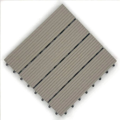 RevTime Easy DIY Wood-Plastic Deck Tiles 12" x 12" x 3/4”, Gray (9 Pcs)