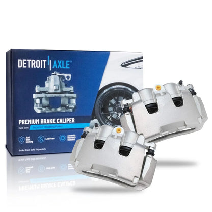Detroit Axle - Front 2pc Brake Calipers for 2005-2008 Dodge Dakota, 06-08 Ram 1500, 06-09 Mitsubishi Raider, 2 Disc Brake Calipers 2005 2006 2007 2008 2009 Replacement