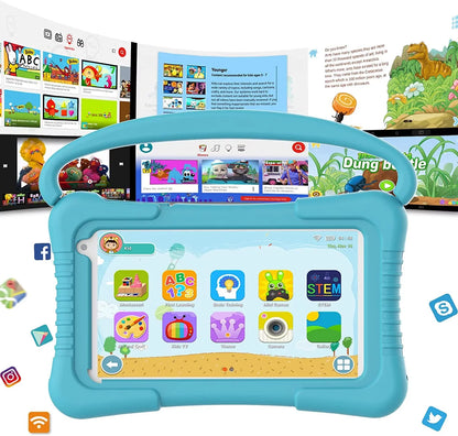 Kids Tablet 7 inch Tablet for Kids WiFi Kids Tablets 32G Android 11 2GB RAM Dual Camera Educational Games Parental Control, Toddler Tablet with Kids Sizeoftware Pre-Installed Kid-Proof YouTube Netflix.