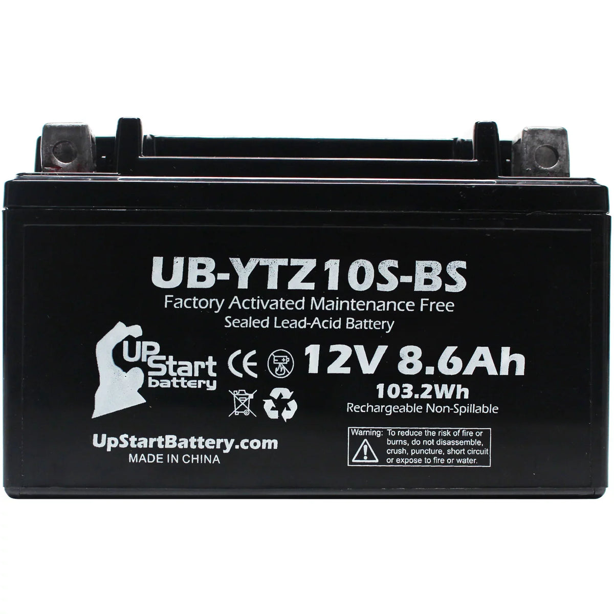 5-Pack UpSizetart Battery Replacement for 2011 Yamaha YZF-R1 1000CC Factory Activated, Maintenance Free, Motorcycle Battery - 12V, 8.6Ah, UB-YTZ10Size-BSize