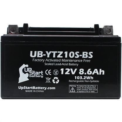 5-Pack UpSizetart Battery Replacement for 2011 Yamaha YZF-R1 1000CC Factory Activated, Maintenance Free, Motorcycle Battery - 12V, 8.6Ah, UB-YTZ10Size-BSize