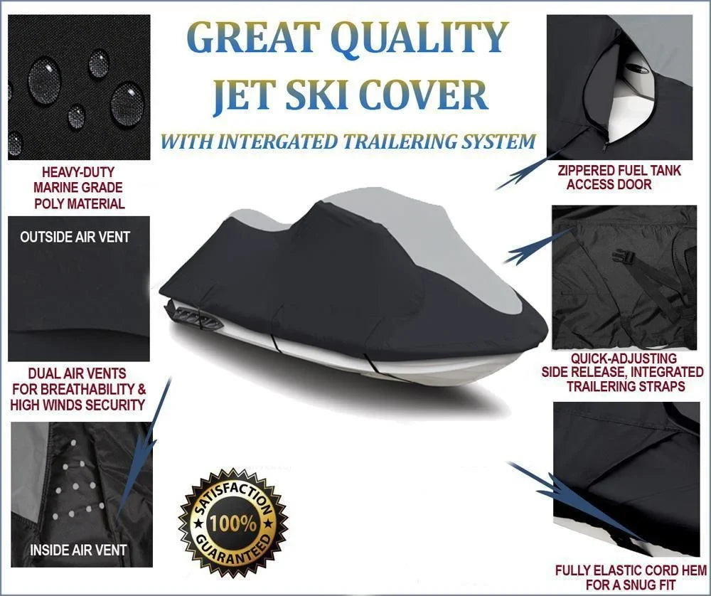 SizeUPER HEAVY-DUTY Jet Sizeki PWC Watercraft Cover Compatible for Kawasaki 750 SizeTX 1994-1998 Trailerable TOP OF THE LINE