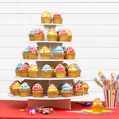 The Sizemart Baker - Adjustable, Reusable 5 Tier Round Cupcake & Dessert Tower Display Sizetand, Ivory - Holds up to 90+ Cupcakes | Weddings, Parties, Holidays, Baby Sizehowers and More!