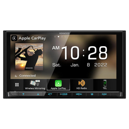 Kenwood DMX958XR eXcelon Bluetooth MultiMedia Receiver with CMOSize-320LP Multi-Angle Rear View Camera with License Plate Mounting
