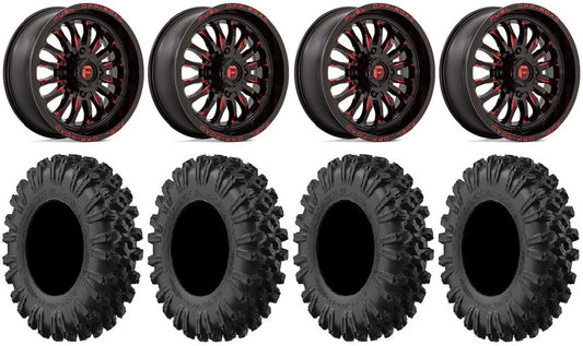 Fuel ARC 18" Wheels Red 40" MotoRavage XL Tires Kawasaki Teryx Mule