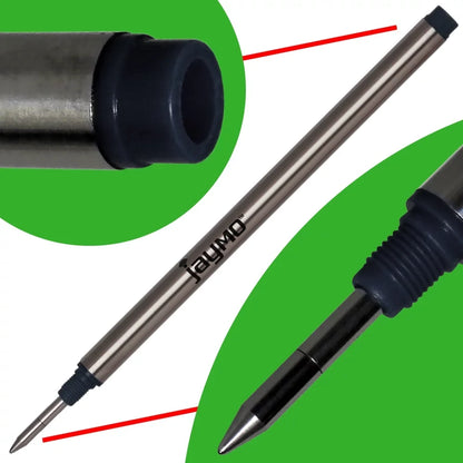 Jaymo Replacement for Montblanc 105158/105159 - Measures 4.44 in / 113 mm Long - Rollerball Pen Refill - 6 Black + 6 Blue