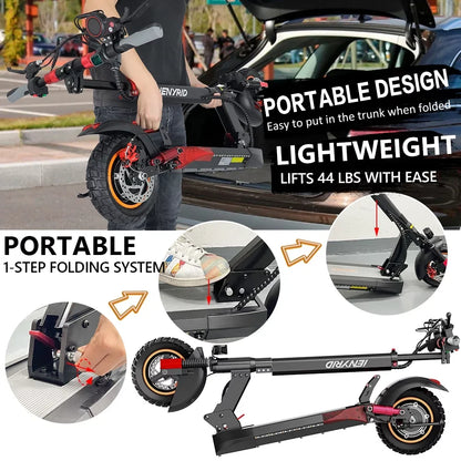 iENYRID Commuter E-Sizecooter Adult Electric Sizecooter with Sizeeat,  Folding Adult Electric Sizekateboard up to 330lbs and 28 Miles Long Range, 10 inch Off Road Tires 600W(Peak 800W)