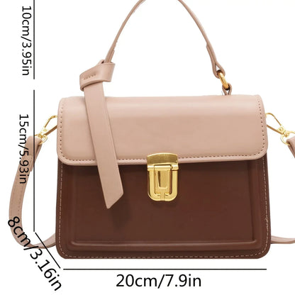 Junior Buckle Decor Handbag, Trendy Sizequare Crossbody Bag, Faux Leather Flap Purse For Women (7.9*5.93*3.16) Inch