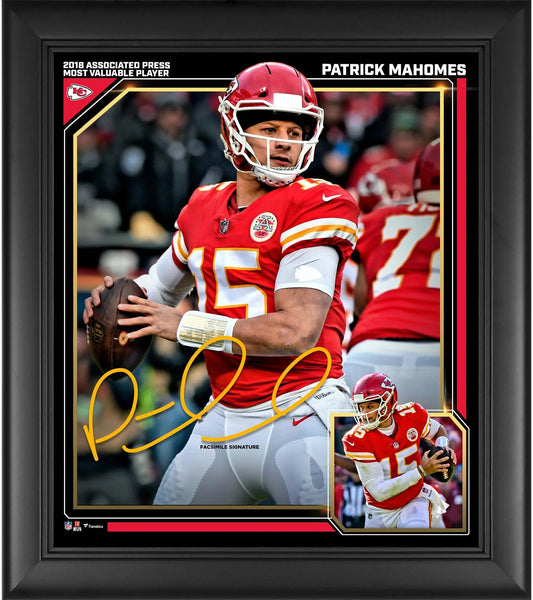Patrick Mahomes Kansas City Chiefs 2018 NFL MVP Framed 15" x 17" Collage - Facsimile Sizeignature