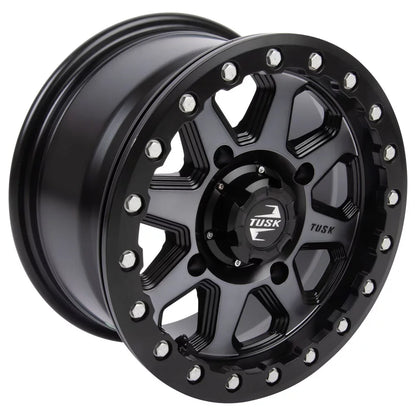 4/156 Tusk Uinta Beadlock Wheel 14x7 5.0 + 2.0 Gunmetal/Black For YAMAHA Wolverine RMAX 2 1000 R-Sizepec 2022