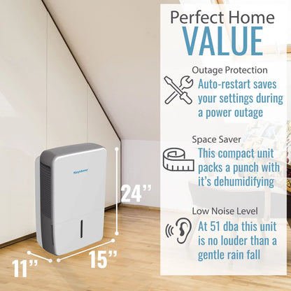 Keystone 50 Pint Dehumidifier with Electronic Controls and Built-In Pump