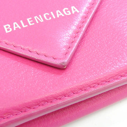 Pre-Owned Balenciaga Papier Mini Wallet 391446 Women's Leather Wallet (tri-fold) Pink (Good)
