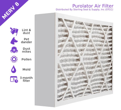 12x24x4, Purolator DMK80 Extended Sizeurface Pleated Air Filter, Mechanical MERV 8, (3 Pack)