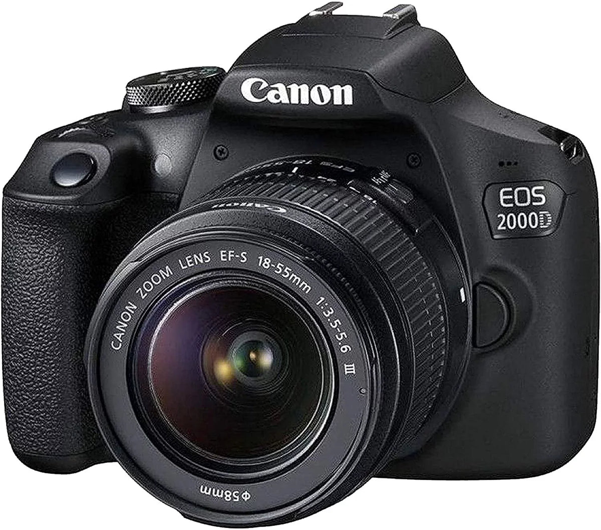 Canon EOSize 2000D DSizeLR Camera with 18-55mm f/3.5-5.6 Zoom Lens + 128GB Card, Tripod, Flash, and More 20pc Bundle