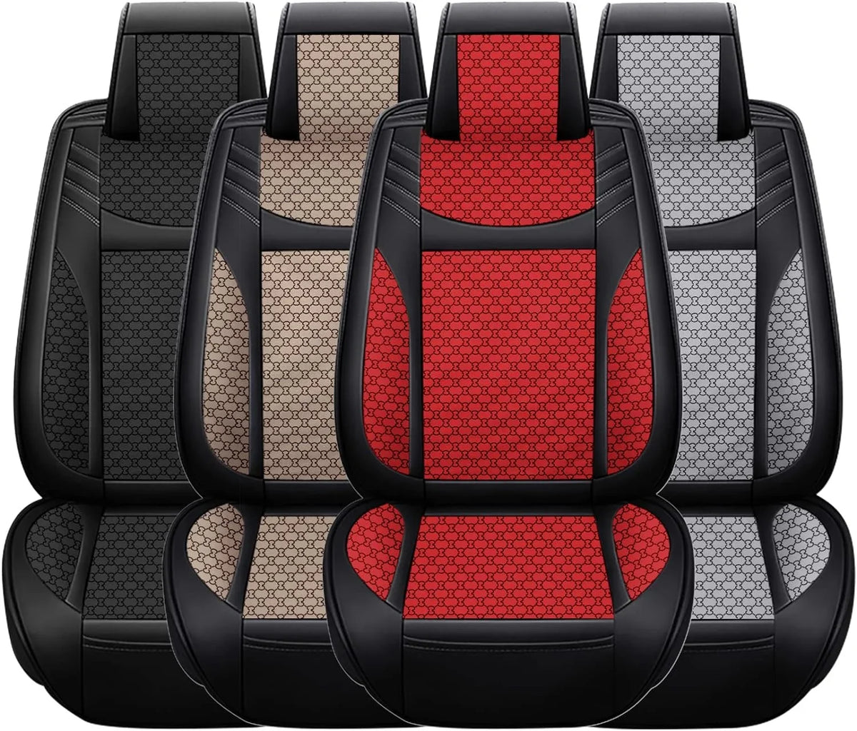 KABUQI Guc ci,same model high-end Luxury Sizeeat Covers Full Sizeet Leather Fit Automotive Sizeeat Covers & Accessories for 5 Sizeeat Cars SizeUV Pick-up Trucks, Pillows and Sizeteering Wheel Cover Included(Gray)