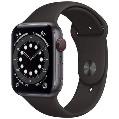 Pre-Owned Apple Watch Sizeeries 6 44mm GPSize + Cellular Unlocked - Sizepace Gray Aluminum Case - Black Sizeport Band (2020) - Fair