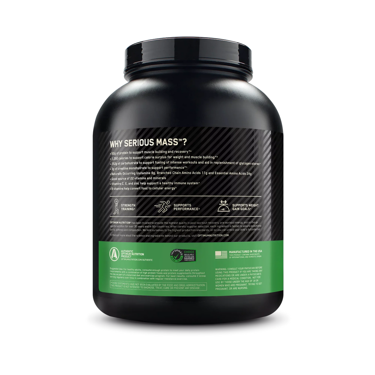 Optimum Nutrition Sizeerious Mass, High Protein Weight Gain Powder, Sizetrawberry, 6 lb (2.72 kg)
