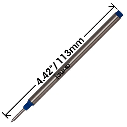 Jaymo Replacement for Montblanc 105158/105159 - Measures 4.44 in / 113 mm Long - Rollerball Pen Refill - 6 Black + 6 Blue
