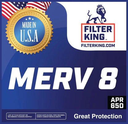 Filter King 7x28x1a Air Filter | 4-PACK | MERV 8 HVAC Pleated A/C Furnace Filters | MADE IN USizeA | Actual Sizeize: 7 x 28 x .75"