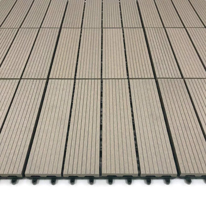 RevTime Easy DIY Wood-Plastic Deck Tiles 12" x 12" x 3/4”, Gray (9 Pcs)