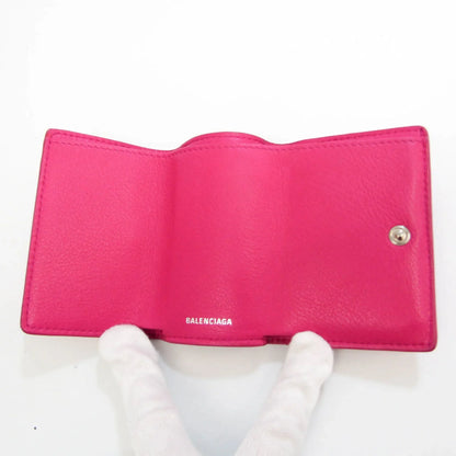 Pre-Owned Balenciaga Papier Mini Wallet 391446 Women's Leather Wallet (tri-fold) Pink (Good)