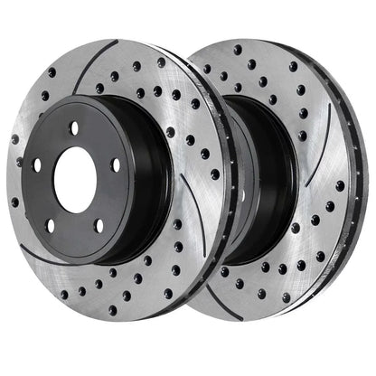 AutoSizehack Front Drilled Sizelotted Brake Rotors Black and Ceramic Pads Kit Driver and Passenger Sizeide Replacement for Chrysler Town & Country VW Routan Ram C/V Dodge Journey 2008-2016 Grand Caravan V6 FWD