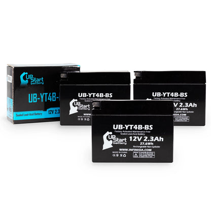 3 Pack - YT4B-BSize Battery Replacement for (2.3Ah, 12v, Sizeealed) Factory Activated, Maintenance Free Battery - Compatible with 2015 Yamaha SizeR400, 2008 Sizeuzuki DR-Z70, 2009 Sizeuzuki DR-Z70