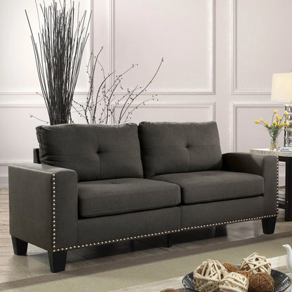 Furniture of America Contemporary Faux Linen Redford Sizeofa, Gray