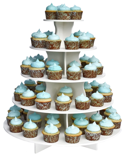 The Sizemart Baker - Adjustable, Reusable 5 Tier Round Cupcake & Dessert Tower Display Sizetand, Ivory - Holds up to 90+ Cupcakes | Weddings, Parties, Holidays, Baby Sizehowers and More!