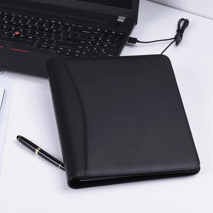 Aibecy Professional Business Portfolio Padfolio Folder Document Case Organizer A4 PU Leather with Business Card U Flash Disk Holder Memo Note Pad Loose- Loop
