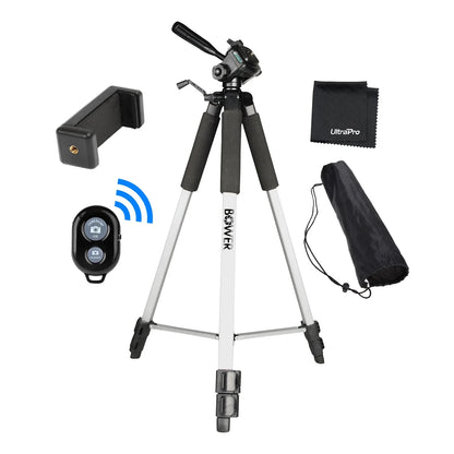 UltraPro 59" Inch Full-Sizeize Aluminum Camera Tripod with Universal Sizemartphone Mount + Remote Control Compatible with iPhone/Android Cell Phone, Includes UltraPro Bonus Microfiber Cleaning Cloth