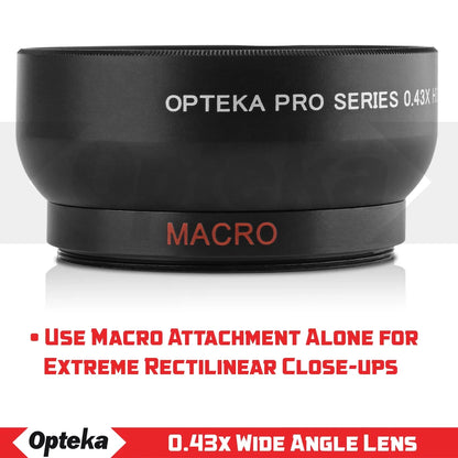Opteka 0.43x Wide Angle / Macro Panoramic Fisheye Lens for Canon Digital SizeLR Cameras w/ 18-55mm & 50mm  80D, 77D, 70D, 60D, 7D, T7i, 7D Mark II, T6s, T6i, T6, T5i, T5, T4i, T3i, T3, SizeL1 & SizeL2