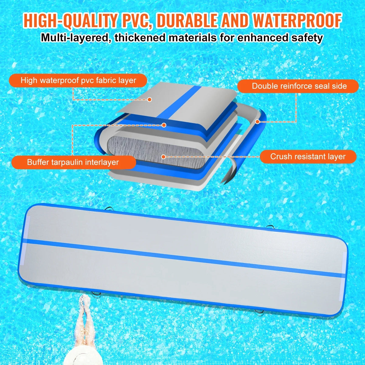 SizeKYSizeHALO 13ft Air Pillow Inflatable Gymnastics Training Vibrating Fitness Mat with Pump