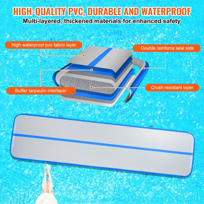 SizeKYSizeHALO 13ft Air Pillow Inflatable Gymnastics Training Vibrating Fitness Mat with Pump