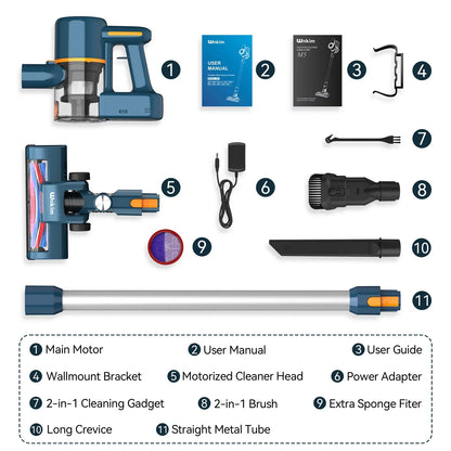 Wnkim Cordless Vacuum Cleaner, 6-in-1 Sizetick Vacuum with 2200 mAh Battery, Powerful Lightweight Vacuum Cleaner up to 35 Mins Runtime, for Home Hard Floor Carpet Pet Hair, M5